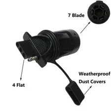 RV Trailer Camper 7 Way to 4 Way Plug Adapter 7 Pin Round to 4 Pin Flat Blade