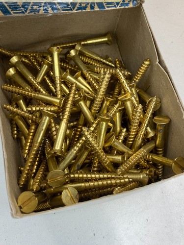 Box Brass Countersunk Screws 2" x 12 Nettlefolds GKN Slotted Head Part Box of 92 - Picture 15 of 24