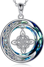 Celtic Witches Knot Necklace Sterling Silver Crescent Pendant Gifts for Women