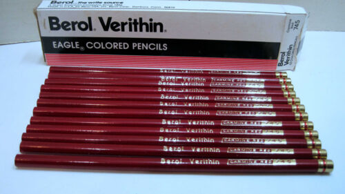 VTG 12 Berol Verithin Eagle Colored Pencils #745 Carmine Red Made USA Brand NEW!