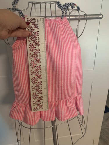 VINCE CAMUTO BABY SUNDRESS - SIZE 18 MONTHS -PINK SEERSUCKER STRIPES W/BLUE TIES - 第 3/24 張圖片