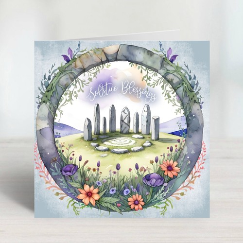 Wicca Pagan Standing Stones Solstice Blessings cards - Stonehenge, Tor, Beltany - Picture 2 of 12