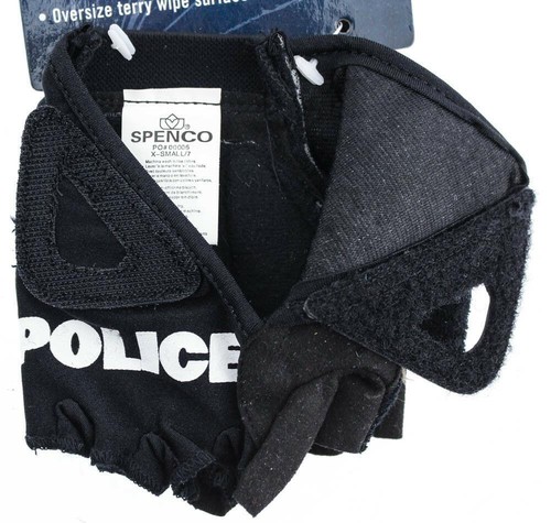 SPENCO POLICE RIP-IT X-Small Cycling Black Bike Padded Half Finger Gloves NEW - Picture 3 of 4
