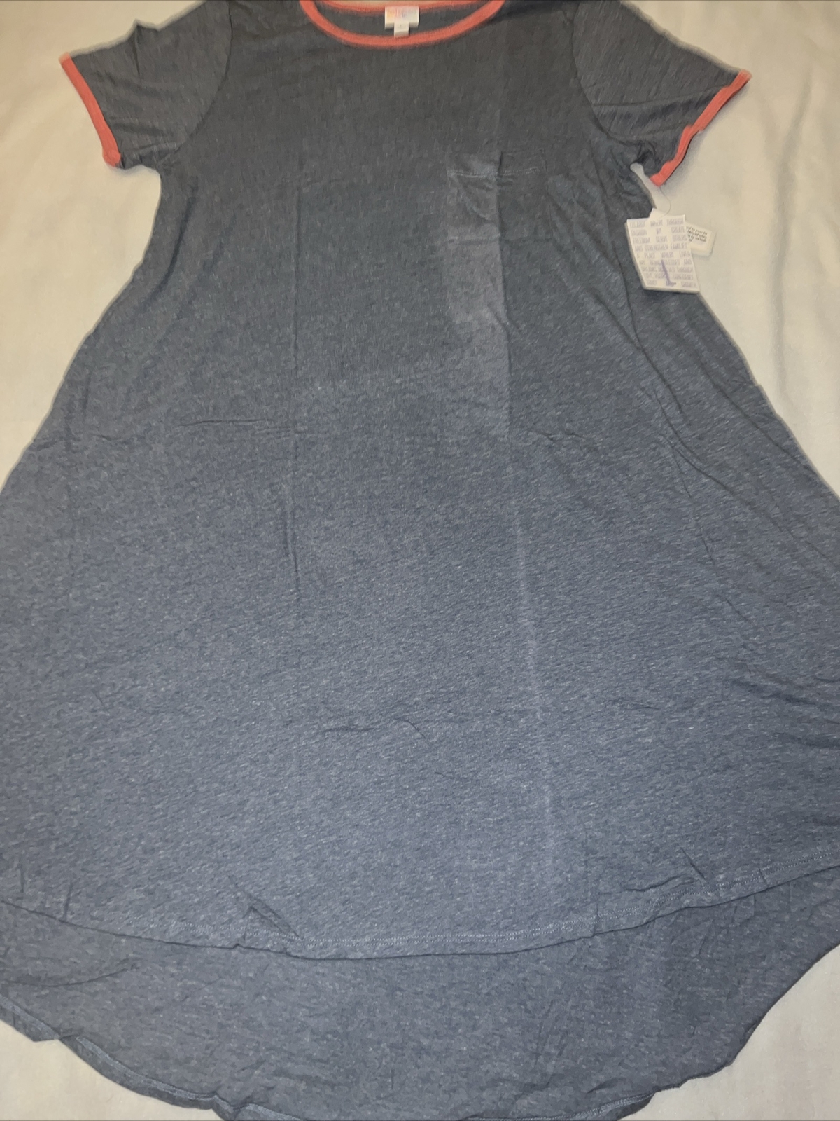 Lularoe Solid Gray Solid Carly Pink Trim Vintage … - image 11