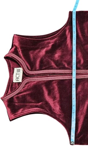 Vintage Act III Velour Vest Plum Open Front 80s USA ILGWU Womens 16 Braided Edge - Picture 10 of 11