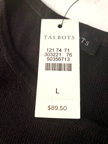 Talbots Womens Knit Top LG Black Flare 3/4 Sleeves Textured Look Keyhole - Picture 3 of 8