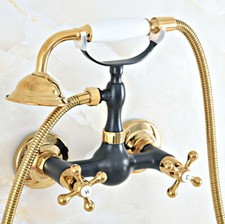 Black Gold Brass Bathroom Handheld Spray Shower Faucet Set Mixer Tap 2na455