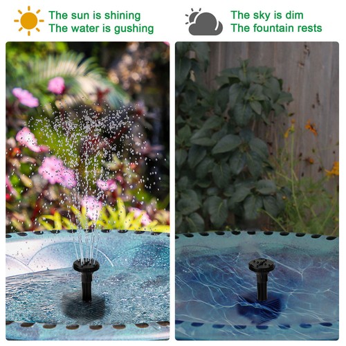Solar Fountain Powered Bird Bath Floating Water Pump Outdoor Pond Garden Decor - Picture 12 of 20