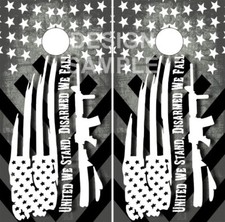 United We stand Gun Flag LAMINATED Cornhole Wrap Bag Toss Skin Decal Sticker