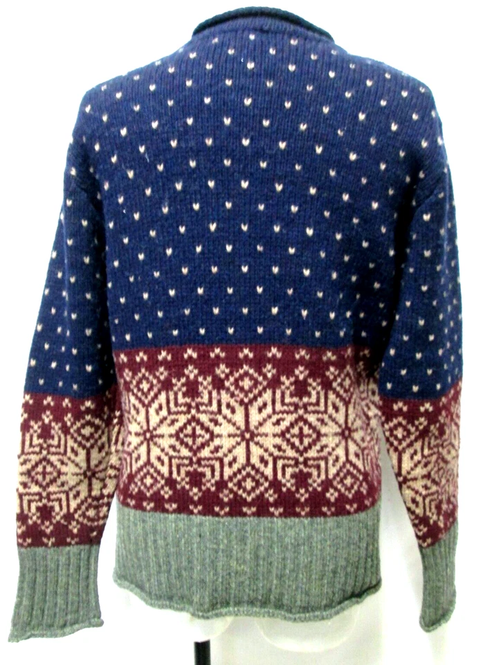 SKYR Vintage 100% Wool Nordic knit cardigan sweater top blue Size Sz Medium Md M - Image 2 of 4