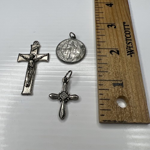 Lote H7 Italia Plata Jesús Cruces Oración Dijes Retro Colgantes Cristianos - Imagen 5 de 7