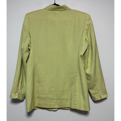 Vtg Y2K Linen Blend Pistachio Green Skirt Suit Size 12 Professional Office Wear - Picture 3 of 6