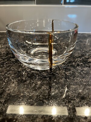 Michael Wainwright Mezza 5'' Glass Candy Dish Gold Inlayed Stripe