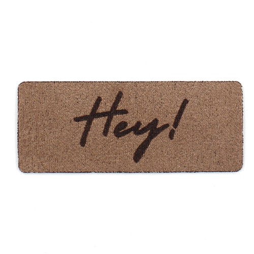 10er Set Label Nähetiketten zum Aufnähen 6x2,5cm in Leder Optik 01 Hey! - Bild 2 von 6