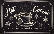PRINTED KITCHEN RUG (nonskid)(20"x30") CHRISTMAS HOT COCOA & SNOWFLAKES, BL