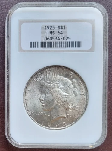 1923 Peace Dollar $1 NGC MS64 UNCIRCULATED OLD NGC SLAB #65274