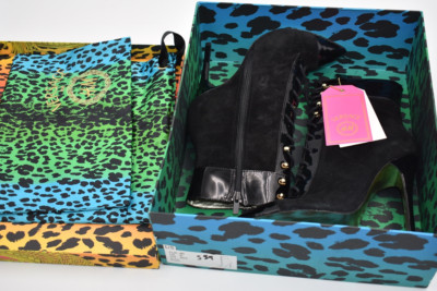 Women's Versace for H&M Black Suede Leather high heel Boot Shoes Sz US 9 EUR 40