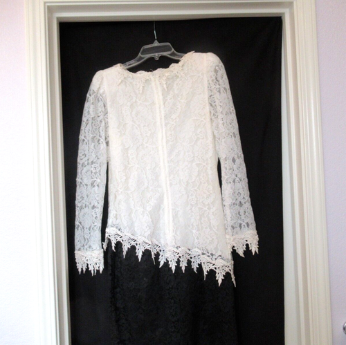 After Dark black and white lace dress, c. 1980s, 35" chest - Picture 13 of 13