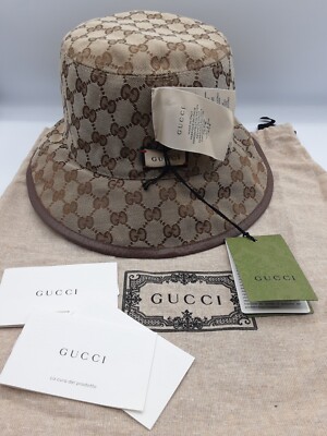 Gucci Brown GG Logo reversible bucket hat Size Medium Brand