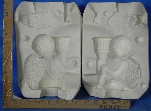 Sitting Cherub Candle Holders L & R Scioto Nos 3075, 3102 Ceramic Mold 2 Molds - Picture 3 of 7
