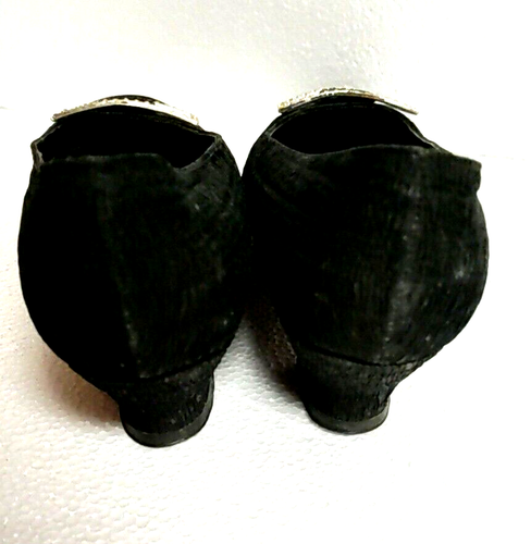 Gamins Womens Casual Shoe Black with Rhinestoned Faux Buckle Sz 7 AA/AAAA Narrow - Picture 5 of 9