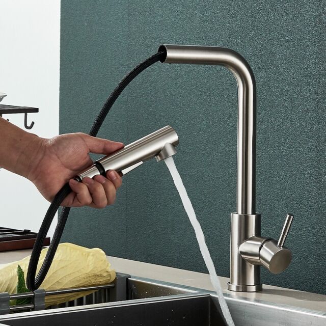 Rubinetto cucina con doccetta miscelatore monocomando lavello alta canna ottone Rubinetto cucina con doccetta miscelatore monocomando lavello alta canna ottone