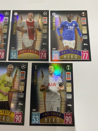 All 5 Match Attax Extra 2021 2022 21/22 Hat Trick Hero Cards - Picture 3 of 3