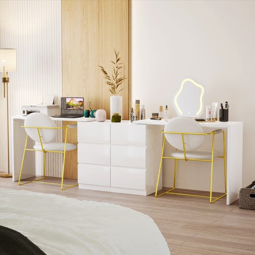 Kommode Schminktisch mit Regal, nebeneinander oder L-förmig, für Schlafzimmer - Bild 4 von 13