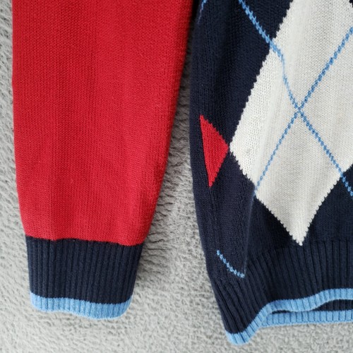 Tommy Hilfiger Boys Youth Argyle Blue Pullover Sweater V-Neck Size 12-14 - Picture 4 of 14