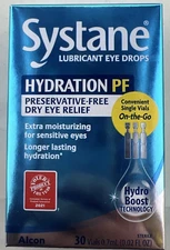 Systane Hydration PF Lubricant Eye Drops 30 Vials 0.7ML Exp 12/25 IMPERFECT BX