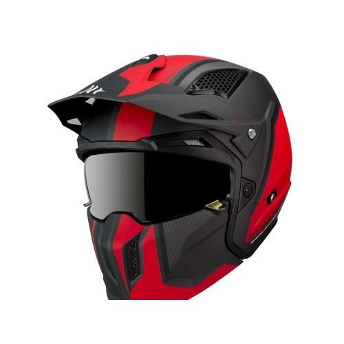 Casque trial MT Streetfighter SV rouge-noir mat transformable en taille S