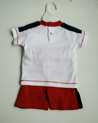 Boys Pirate Shorts And Matching T-shirt Outfit Size 6-12 Months Red White - Picture 4 of 4