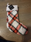 X2) Ralph Lauren CHRISTMAS Stocking Cream Red Green Plaid WINTER HOLIDAY Set