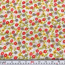 Vintage Florals on Off White Semi Sheer Poly Blend Fabric by the HALF YARD 18x46