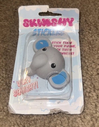 SKWISHY STICKERS GRAY ELEPHANT HEAD STICKS TO PHONES, ANYWHERE STRESS RELIEF - Picture 1 of 5