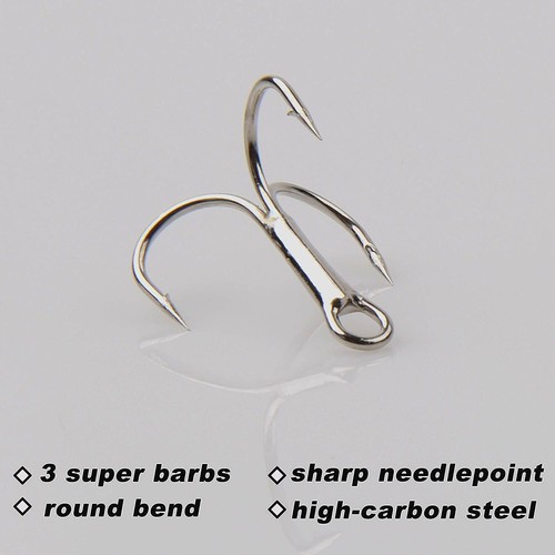 100pcs Fishing Hooks Ultra-Sharp Treble Hooks Size 2/4/6/8/10/12/14 Triple hooks - Picture 10 of 20