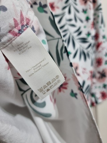 Boden Larissa Top Floral Print White Green Pink UK 8 Keyhole 3/4 Sleeve - Picture 5 of 5