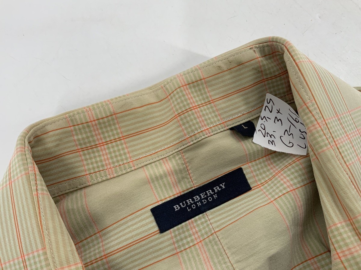Burberry London L/S Button Shirt Tan Orange Stripe USA