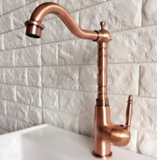 Red Copper Kitchen Basin Sink Mixer Tap Swivel Spout Single Lever Faucet anf413