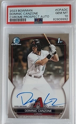 2023 DOMINIC CANZONE BOWMAN CHROME PROSPECT ON CARD AUTO PSA 10! - Bild 3 von 4