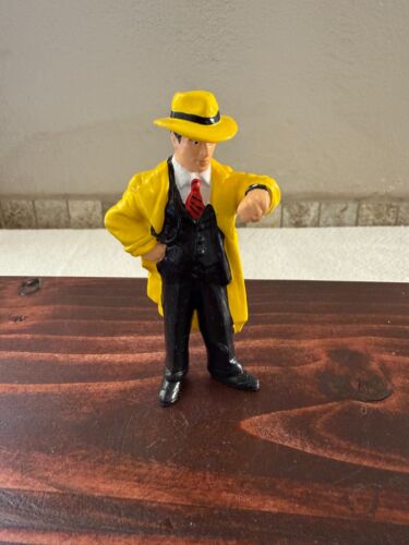 Vintage DICK TRACY PVC Figure Toy Looking at Watch Applause Disney 1990 4" Tall