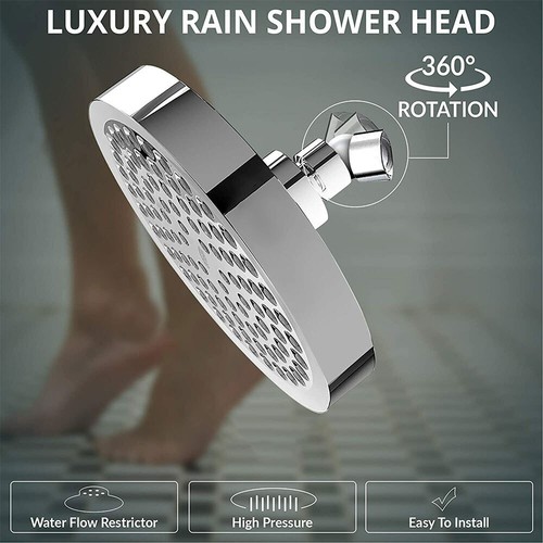 6"Luxury Shower Head High Pressure Overhead Rainfall Showerhead Adjustable Angle - Picture 11 of 12