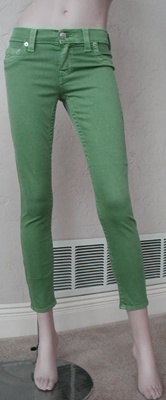 Nuevo con etiquetas True Religion WMS Brooklyn Recortados Pantalones de mezclilla en Esmeralda Ligera - Imagen 1 de 1