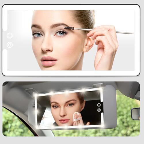 Led Car Sun Visor Vanity Mirror, Upgraded Car Mirror with Lights,Large - Picture 2 of 7