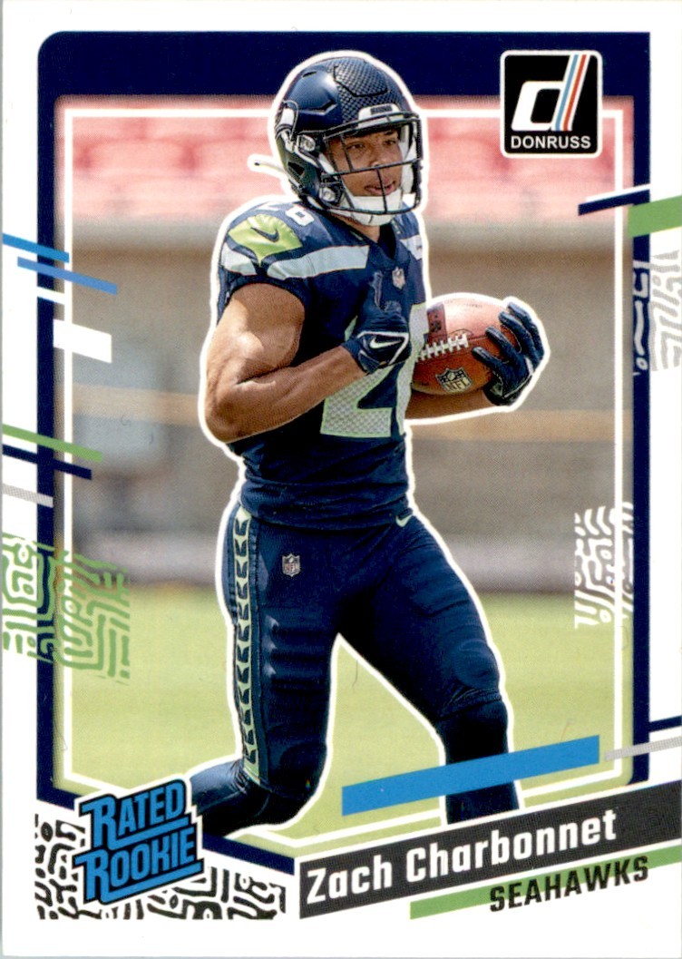 Zach Charbonnet 2023 Donruss Rated Rookie RC #392 Seattle Seahawks
