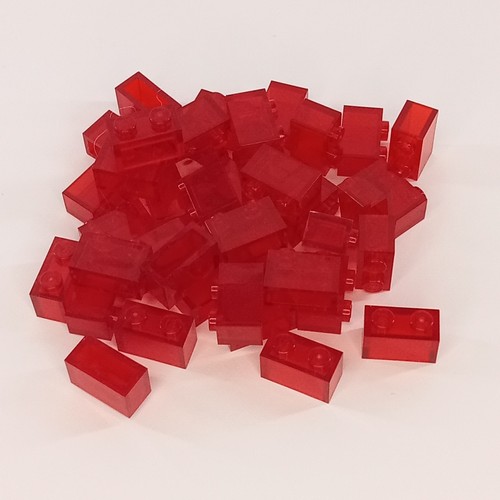 Lego Red Transparent Brick 1X2 studs Clear x20 per lot ID 3065 - Picture 2 of 6