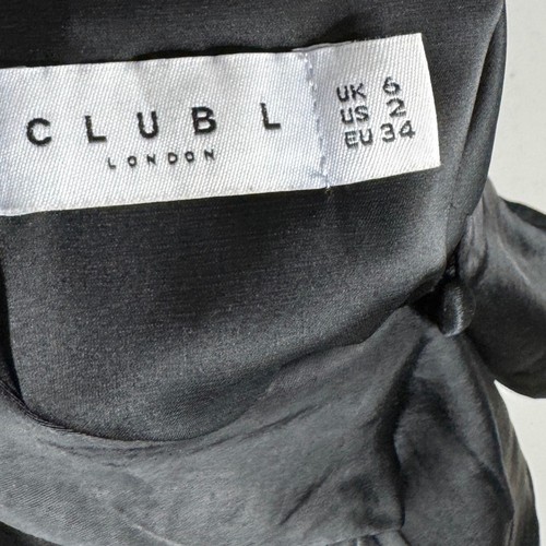 Club L London Emery Black Satin Plunge Neck Strappy BackMaxi Dress Women’s 2 - Picture 12 of 14