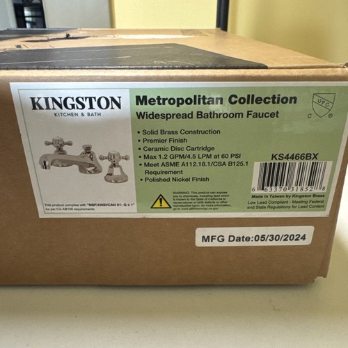 Kingston Messing KS4461BX Metropolitan breite Toilettenarmatur mit Metallkreuz - Bild 5 von 5