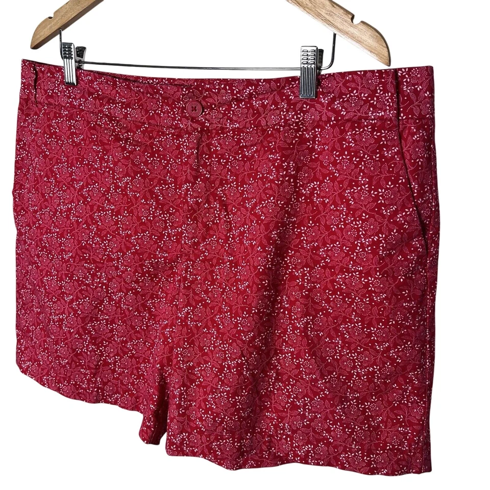 Pantalones Cortos Chaps Para Mujer Talla 16 Rojo Estampado Floral Chino Preppy Foto 3 de 4