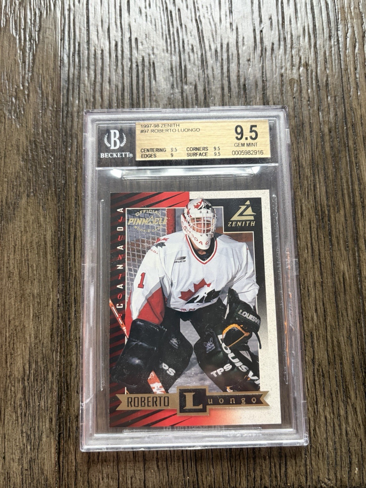 1997 Pinnacle Zenith #97 Roberto Luongo HOF Rookie Canada BGS 9.5 Rare